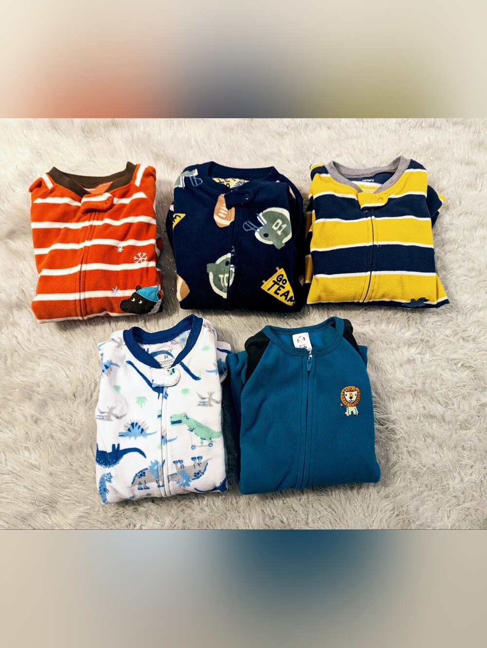 Toddler Size 3t Zip-Up Fleece Sleepers - Assorted Colors